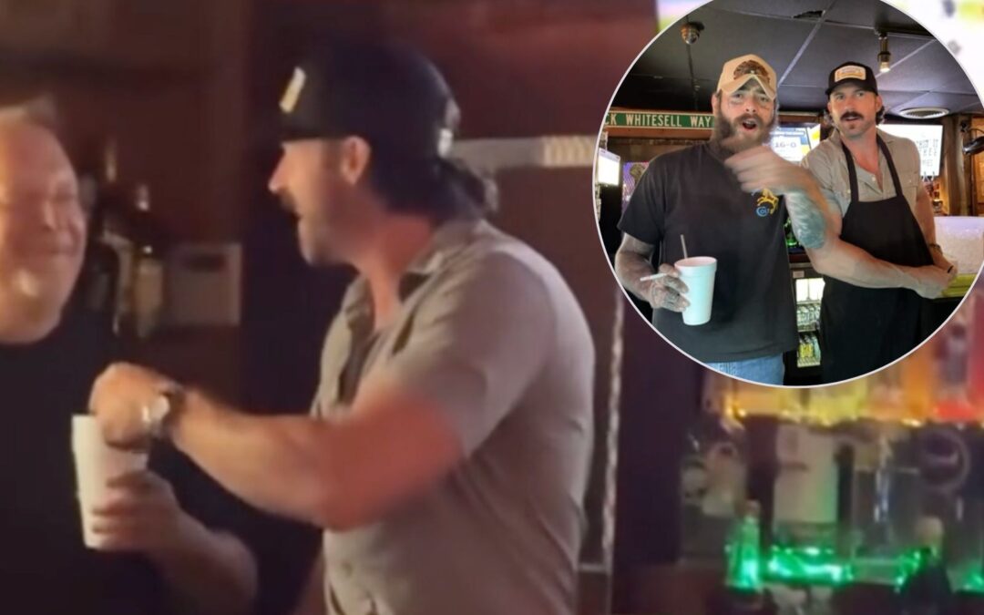 Surprise! Post Malone + Riley Green Bartend in Nashville